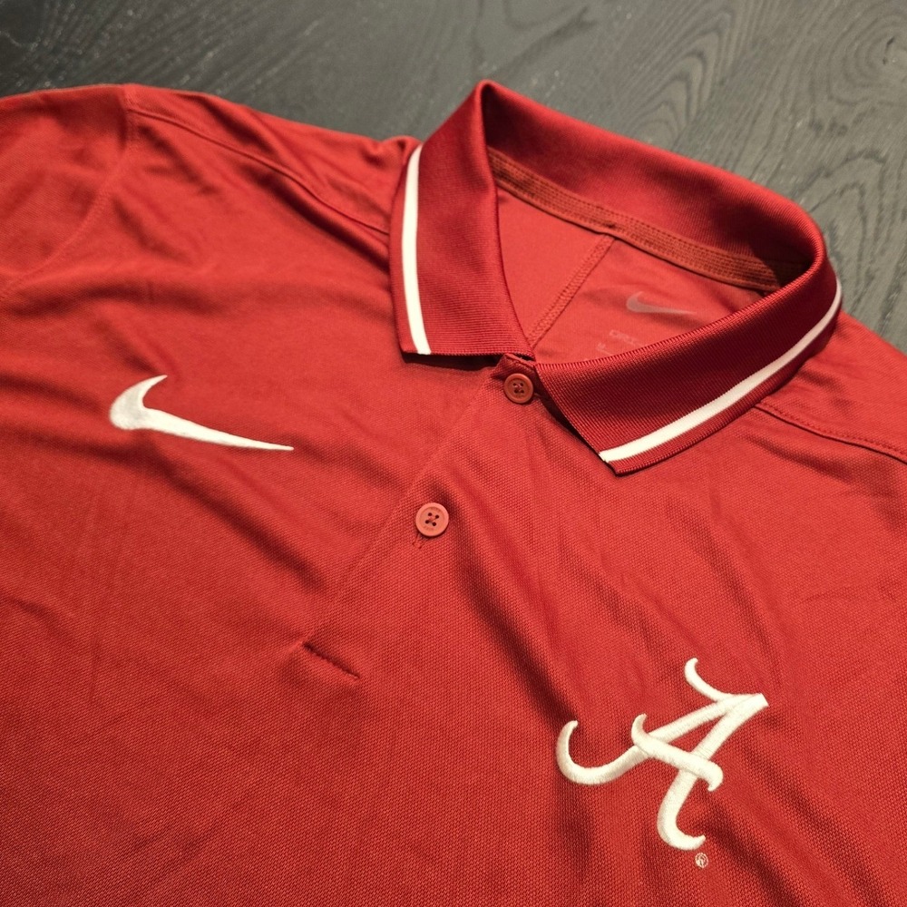 Nike Alabama Crimson Tide Mens Medium Dri-FIT Polo Shirt Red Short Sleeve NCAA